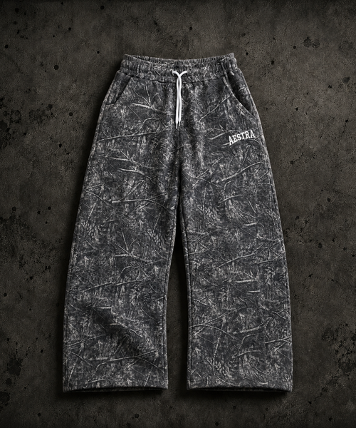 GREY CAMO WIDELEG PANTS