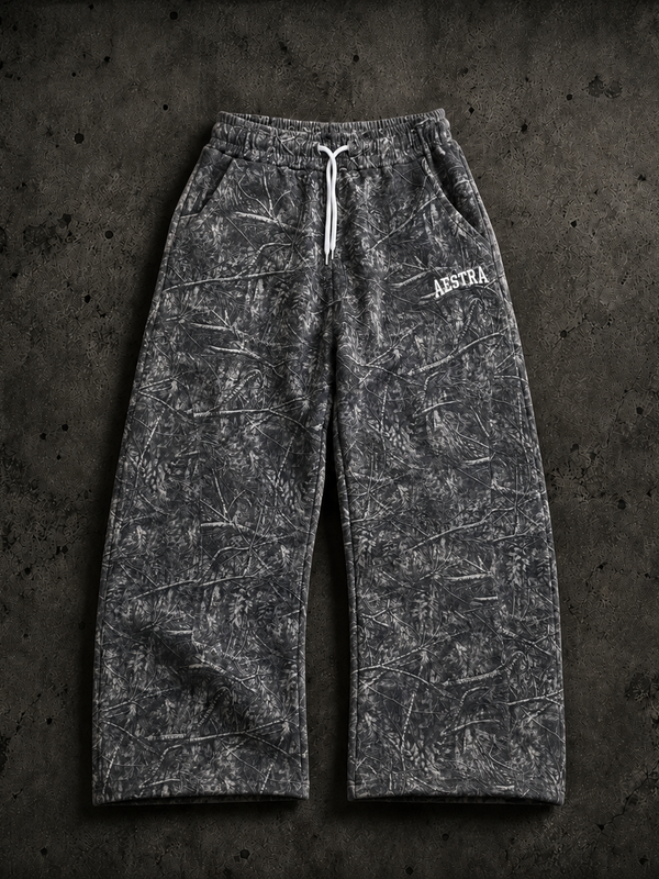 GREY CAMO WIDELEG PANTS