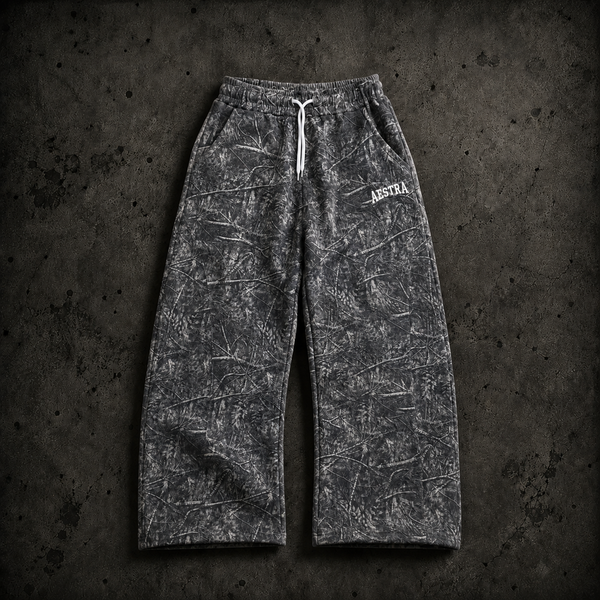 GREY CAMO WIDELEG PANTS
