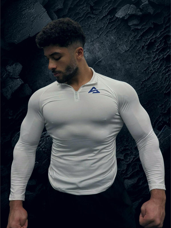 WHITE 1/4 ZIP COMPRESSION (MEN)