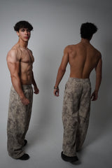BEIGE CAMO WIDELEG PANTS