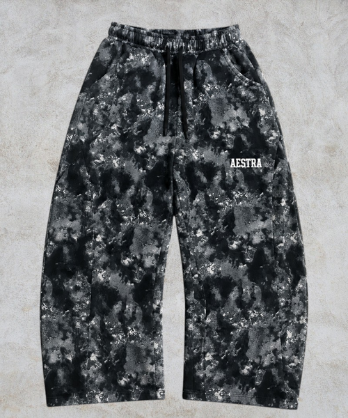 SMOKEY NAVY-BLACK CAMO WIDELEG PANTS