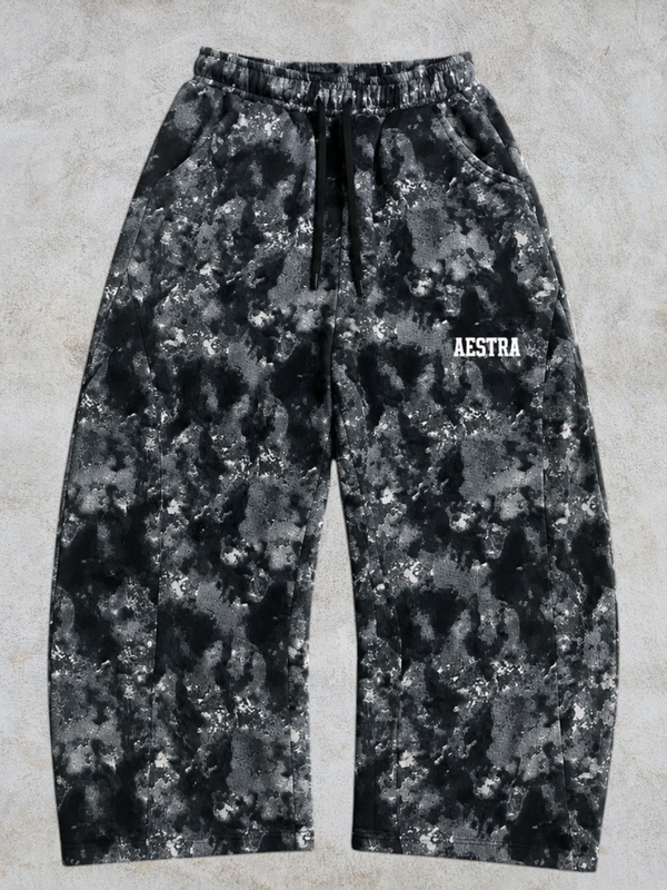 SMOKEY NAVY-BLACK CAMO WIDELEG PANTS