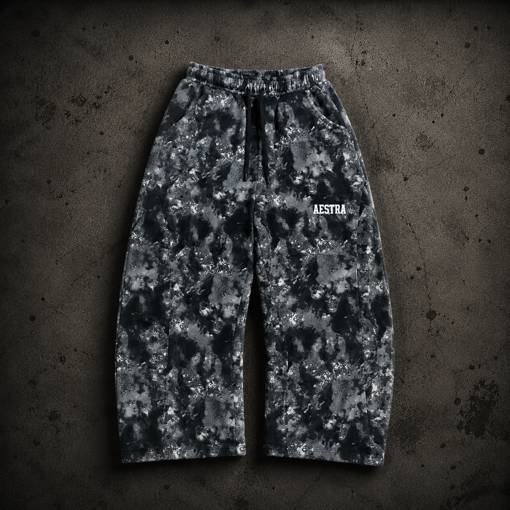 SMOKEY BLACK CAMO WIDELEG PANTS
