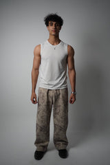 BEIGE CAMO WIDELEG PANTS