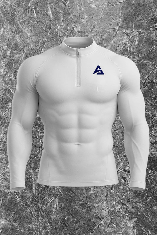 WHITE 1/4 ZIP COMPRESSION (MEN)